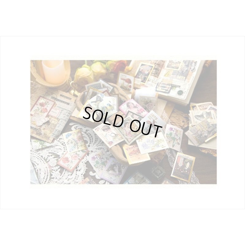 画像15: 箔押し切手型シール＊フラワー＊和紙シール＊40枚＊海外製