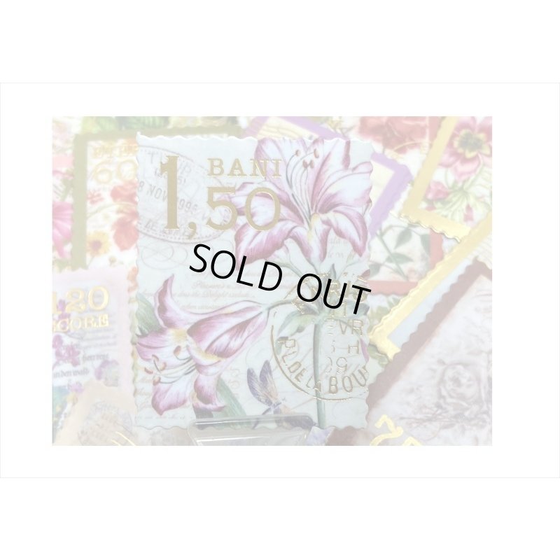 画像8: 箔押し切手型シール＊フラワー＊和紙シール＊40枚＊海外製