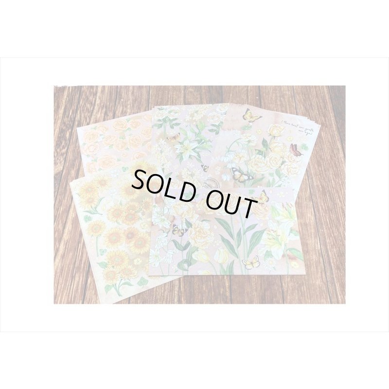 画像4: イエローの花＊ペーパーセット＊60枚＊海外製