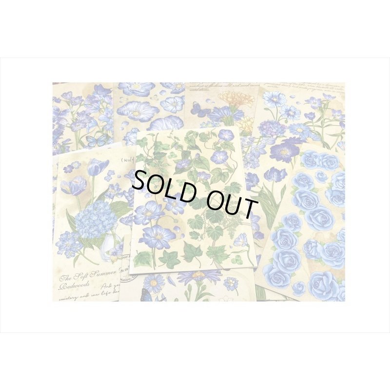 画像3: ブルーの花＊ペーパーセット＊60枚＊海外製