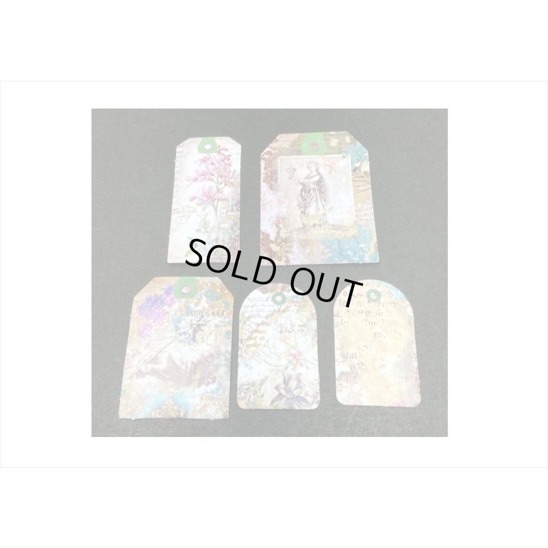 画像5: フラワー＊タグ型の台紙と和紙シール＊45枚＊海外製