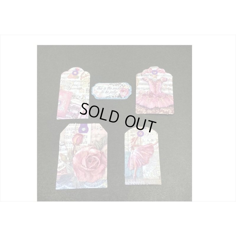 画像5: バレエ＊タグ型の台紙と和紙シール＊45枚＊海外製