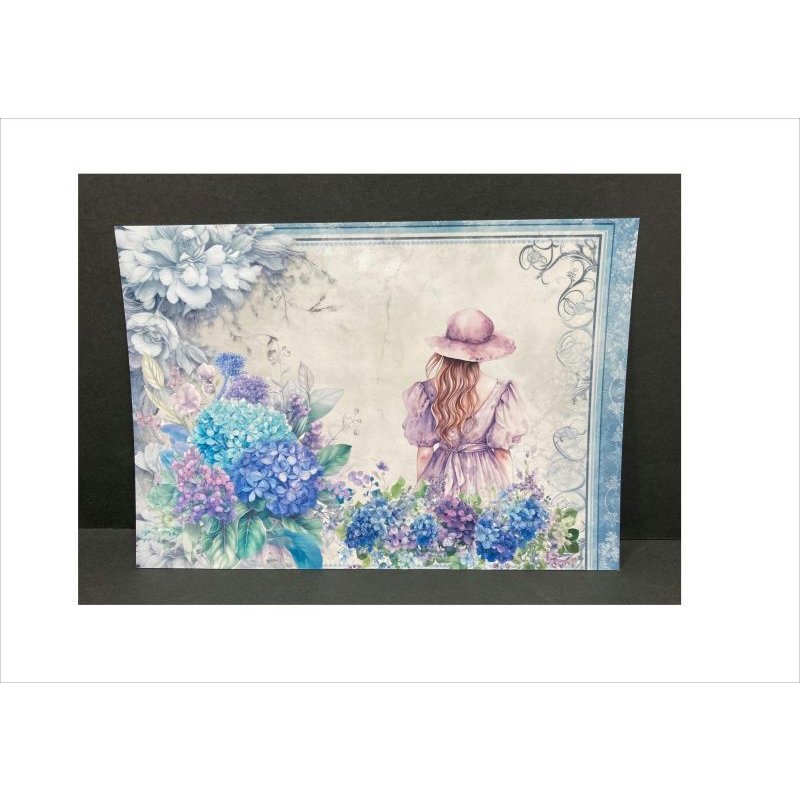 画像6: 2サイズ＊帽子の女性と紫陽花＊コラージュペーパー＊6枚＊オリジナル