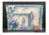 2サイズ＊ロングヘアーの女性と紫陽花＊コラージュペーパー＊6枚＊オリジナル