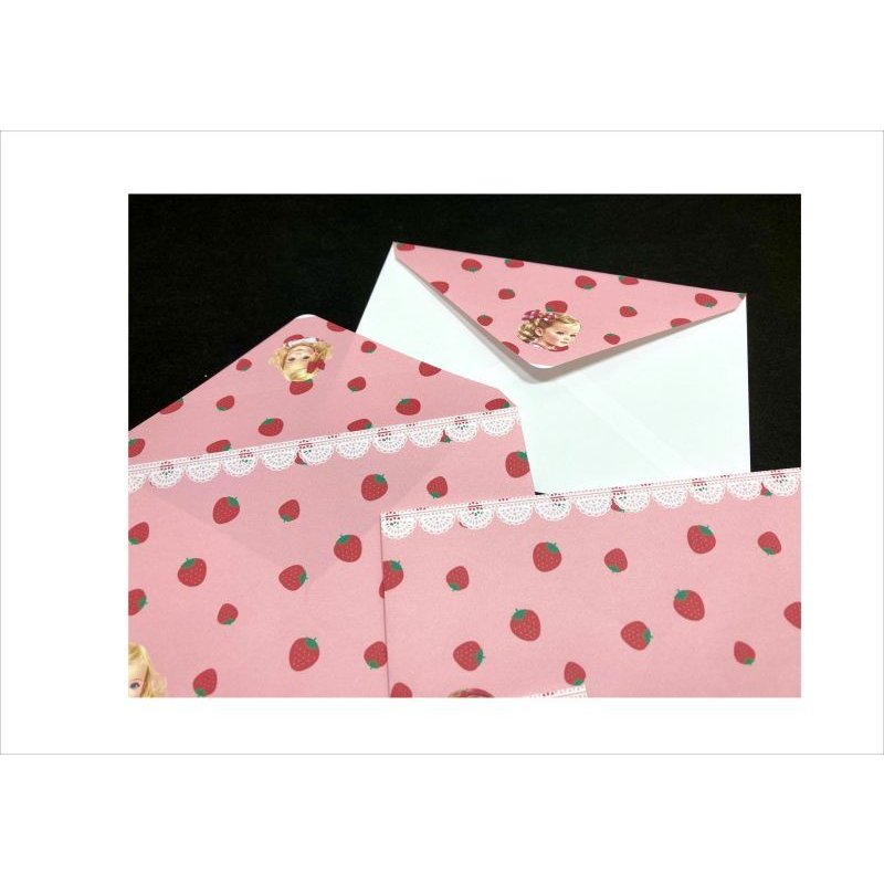 画像11: 宛名シール付き♪レターセット＊赤いチェックの女の子＊オリジナル