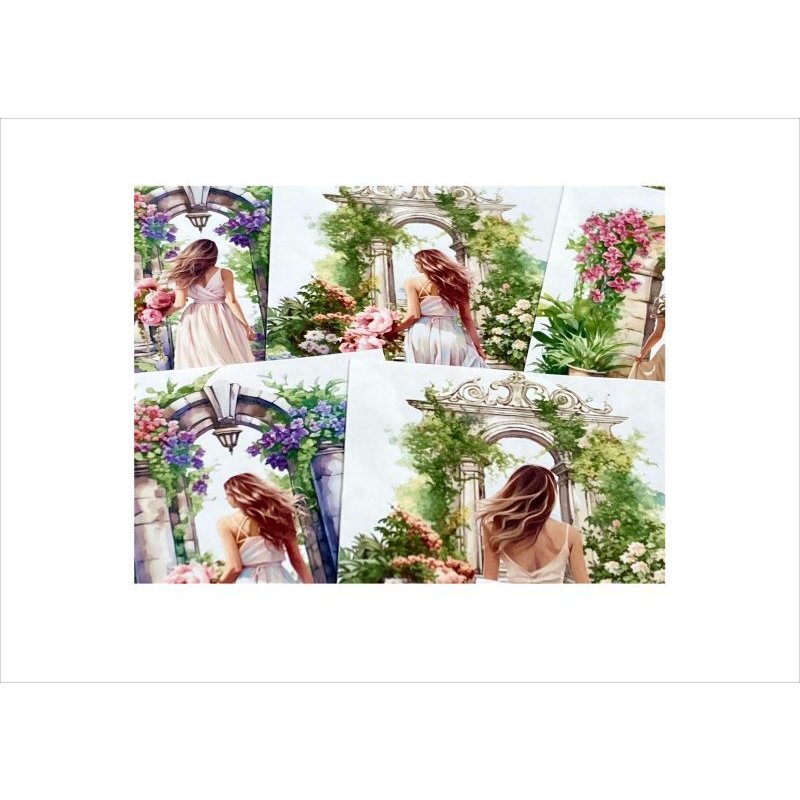 画像6: カットシール＊花のアーチ＊後ろ姿の女性＊20枚＊オリジナル