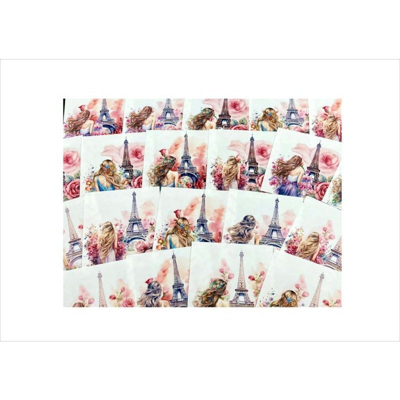 画像3: カットシール＊エッフェル塔＊後ろ姿の女性＊20枚＊オリジナル