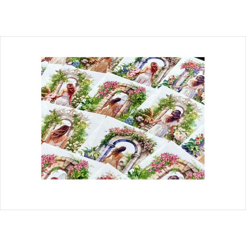 画像8: カットシール＊花のアーチ＊後ろ姿の女性＊20枚＊オリジナル