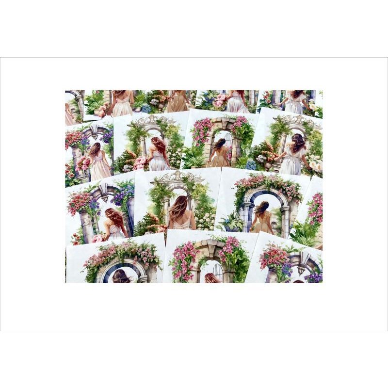 画像3: カットシール＊花のアーチ＊後ろ姿の女性＊20枚＊オリジナル