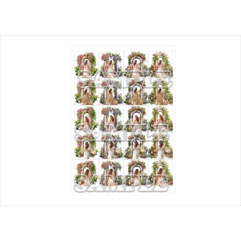 画像9: カットシール＊花のアーチ＊後ろ姿の女性＊20枚＊オリジナル