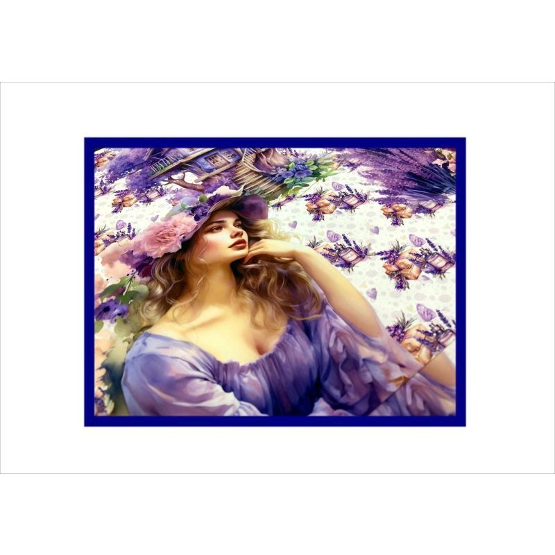 画像5: 両面印刷＊ラベンダーと女性＊フォトマット紙＊4枚＊コラージュペーパー＊オリジナル