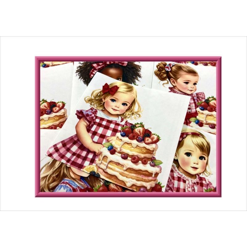 画像4: 正方形カットシール＊ケーキと女の子＊大小24枚＊オリジナル