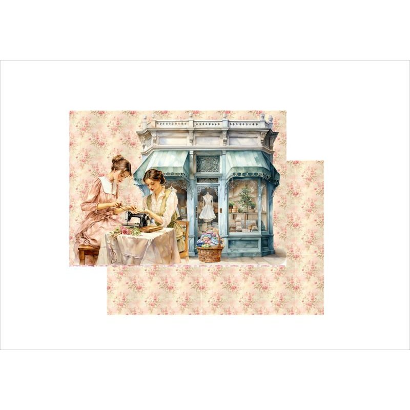 画像3: 両面印刷＊A5サイズ＊ミシンと女性＊フォトマット紙＊8枚＊コラージュペーパー＊オリジナル