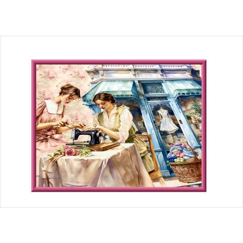 画像7: 両面印刷＊A5サイズ＊ミシンと女性＊フォトマット紙＊8枚＊コラージュペーパー＊オリジナル