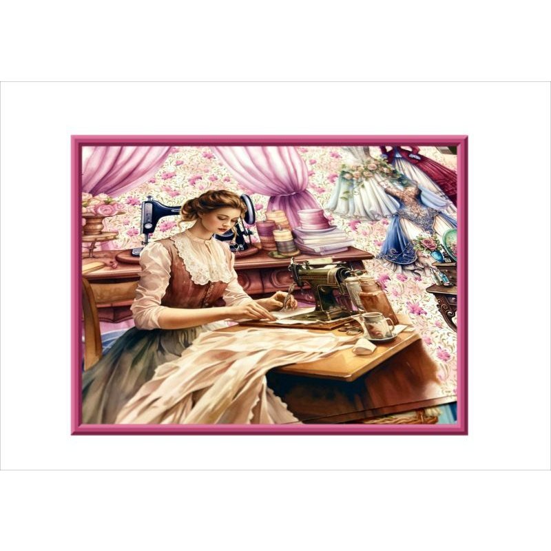 画像8: 両面印刷＊A5サイズ＊ミシンと女性＊フォトマット紙＊8枚＊コラージュペーパー＊オリジナル