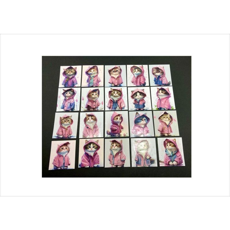 画像7: レインコートを着たネコ＊光沢シール＊20枚＊オリジナル