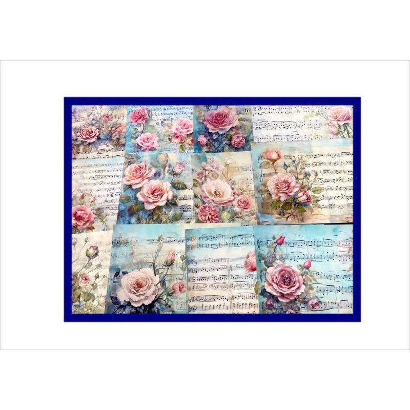 画像6: バラの楽譜＊両面印刷＊メッセージカード＊ペーパーセット＊12枚＊オリジナル