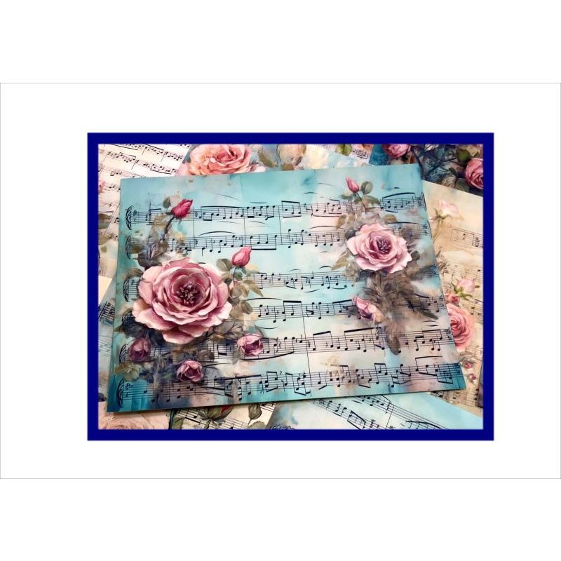 画像5: バラの楽譜＊両面印刷＊メッセージカード＊ペーパーセット＊12枚＊オリジナル