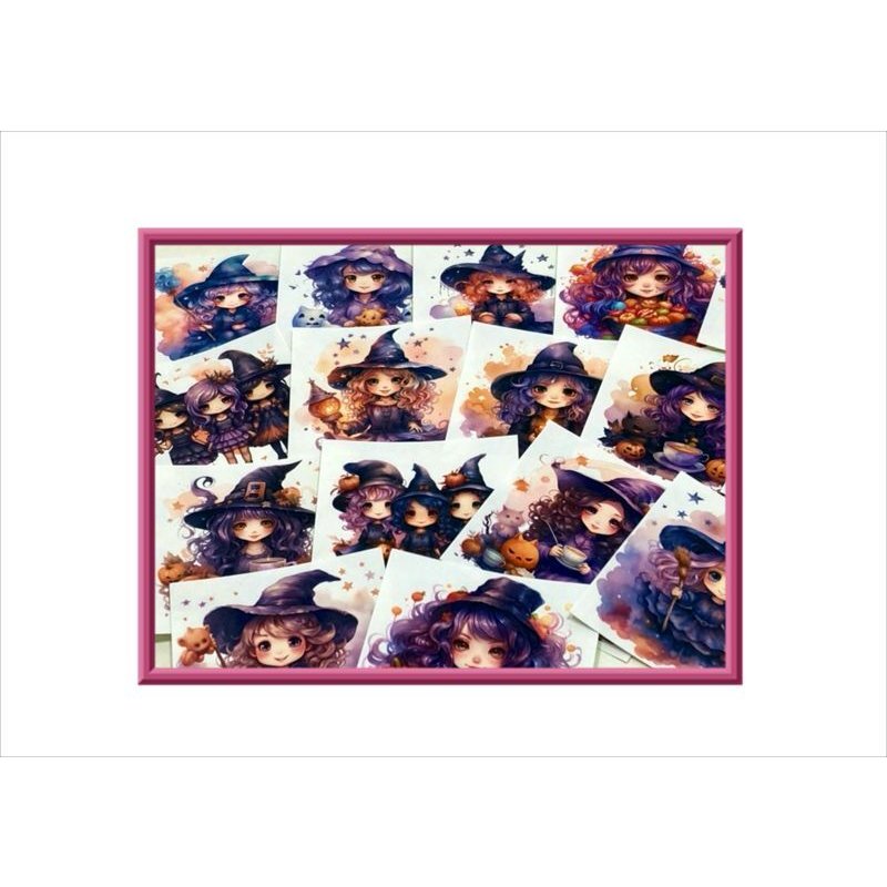 画像3: 正方形カットシール＊可愛い魔女＊20枚＊オリジナル