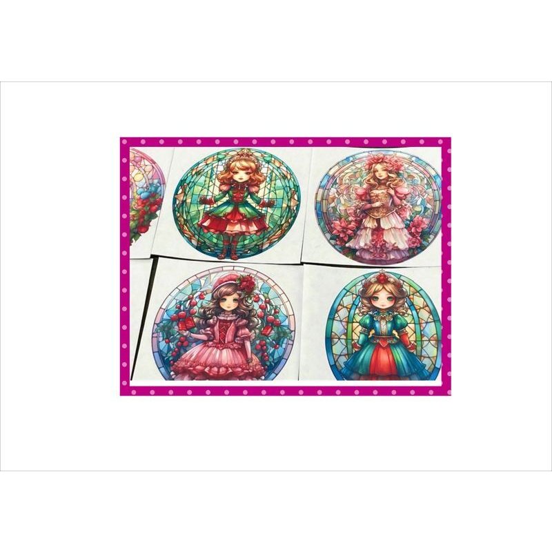 画像9: ステンドグラスとお人形＊正方形カットシール＊24枚＊オリジナル