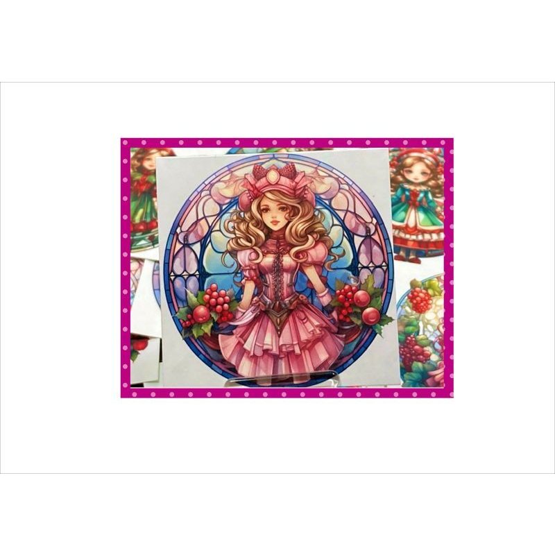 画像3: ステンドグラスとお人形＊正方形カットシール＊24枚＊オリジナル