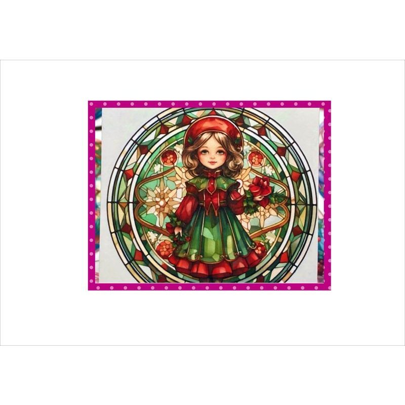 画像4: ステンドグラスとお人形＊正方形カットシール＊24枚＊オリジナル