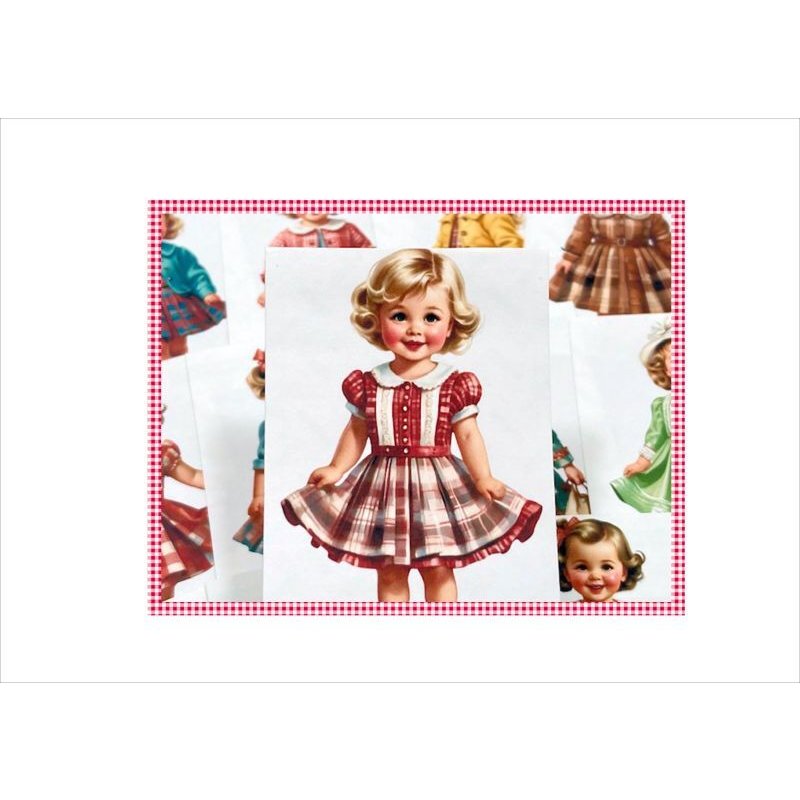 画像6: レトロな女の子💓カットシール＊柄違い24枚＊オリジナル