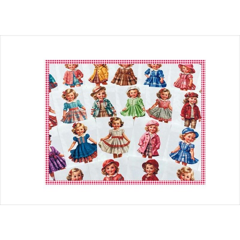 画像3: レトロな女の子💓カットシール＊柄違い24枚＊オリジナル