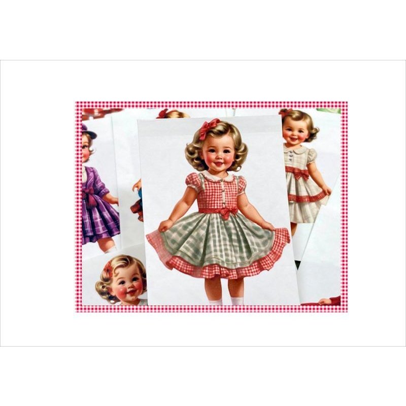 画像5: レトロな女の子💓カットシール＊柄違い24枚＊オリジナル