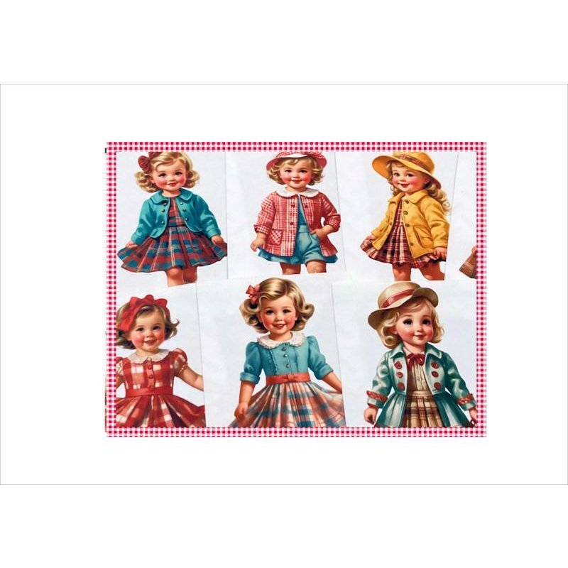 画像10: レトロな女の子💓カットシール＊柄違い24枚＊オリジナル