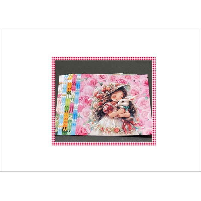 画像10: 大きめ折り紙＊ウサギさんと女の子＊12柄＊コラージュペーパー＊オリジナル