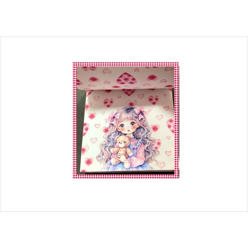 画像7: ちびメモ＊ぬいぐるみ＊女の子＊両面印刷＊正方形＊メモ帳＊36枚＊オリジナル