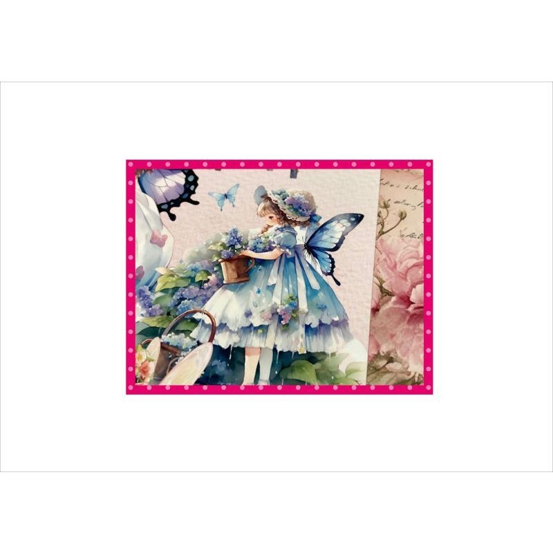 画像8: 花の妖精＊両面印刷＊コラージュペーパー＊フラワー英字＊4枚＊オリジナル