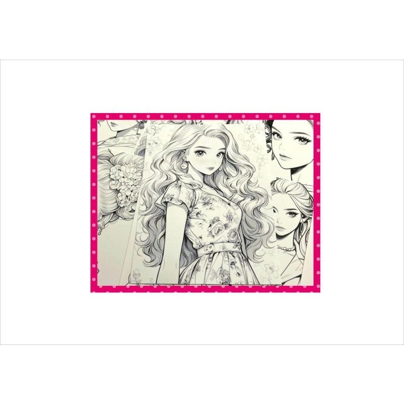 画像6: わくわく♪大人のぬり絵＊レトロな女の子＊20柄＊ペーパー＊オリジナル