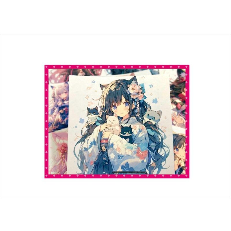 画像4: ねこ娘＊カットシール＊柄違い＊12枚＊オリジナル