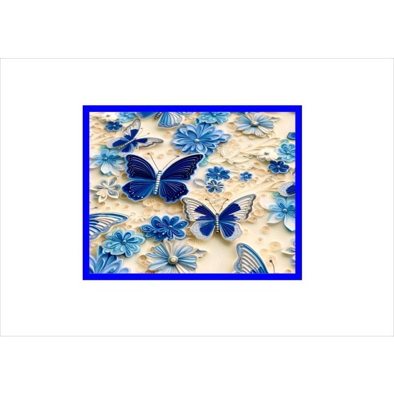 画像4: 3D　美しい蝶々＊ブルー＊ペーパーセット＊柄違い7枚＊コラージュペーパー＊オリジナル