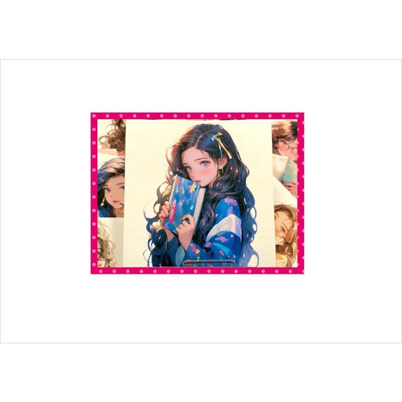 画像4: ちょっと大きめ＊カットシール＊本を読む女の子＊柄違い12枚＊オリジナル