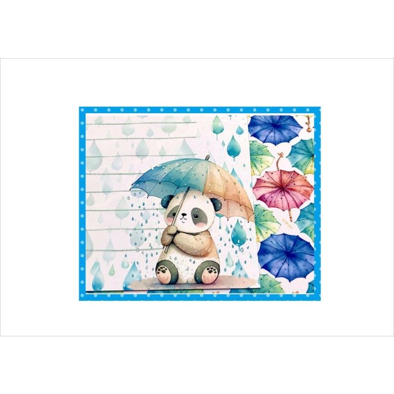 画像3: 雨の日のお散歩＊アニマル＊メモ用紙＊16枚＊シール付き＊オリジナル