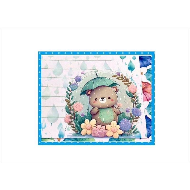 画像6: 雨の日のお散歩＊アニマル＊メモ用紙＊16枚＊シール付き＊オリジナル