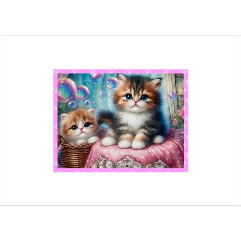 画像3: しゃぼん玉とネコ＊正方形メモ＊両面印刷＊30枚＊オリジナル