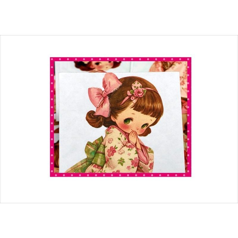 画像3: レトロ＊着物少女＊カットシール24枚♪＊オリジナル