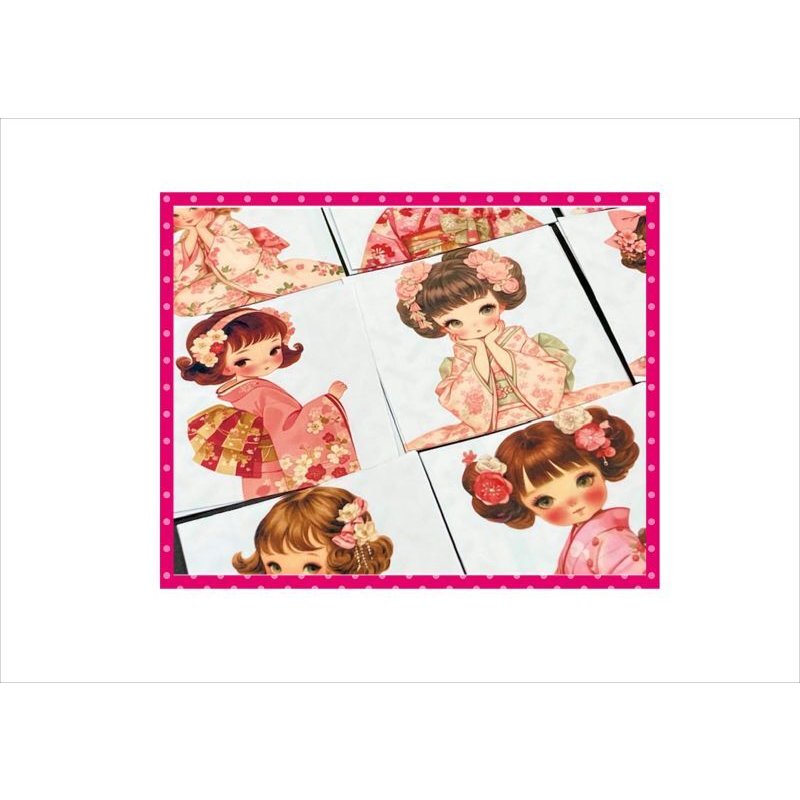 画像6: レトロ＊着物少女＊カットシール24枚♪＊オリジナル