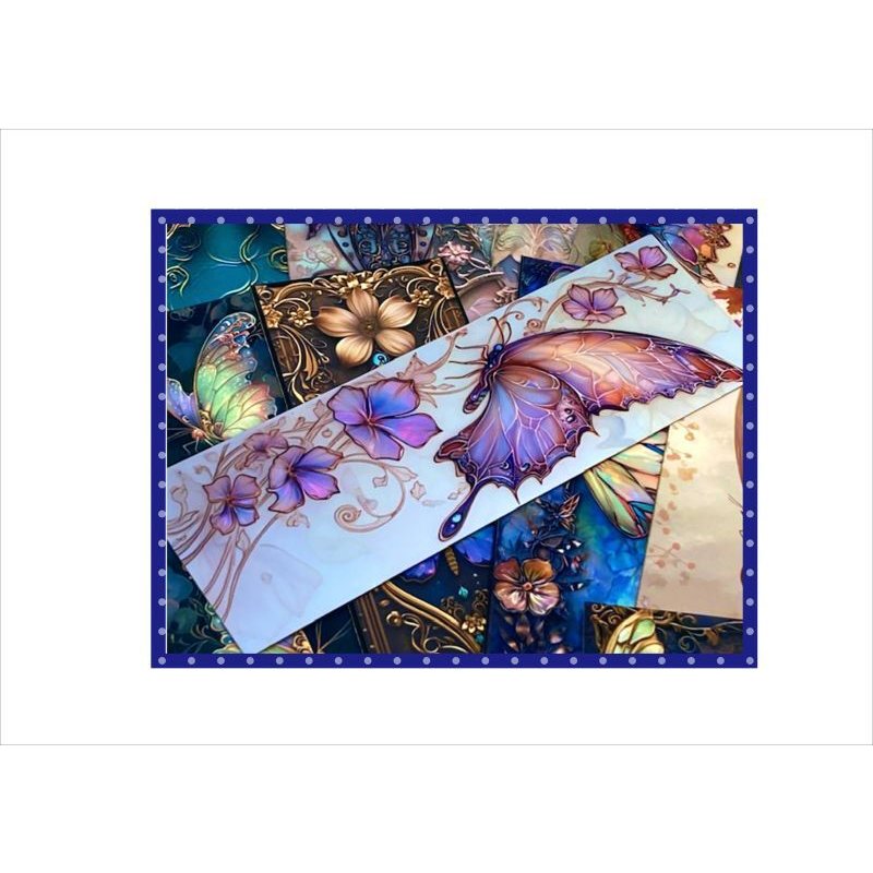 画像7: バタフライ＊ブックマークやタグに♪＊アンティーク加工＊両面印刷＊柄違い23枚＊オリジナル