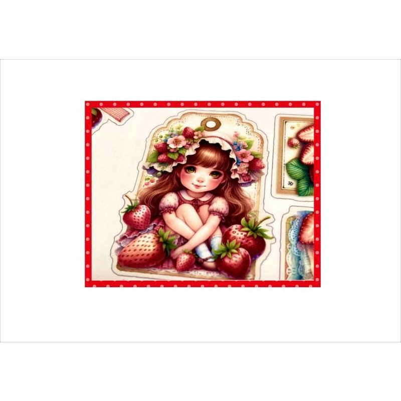 画像4: 苺がいっぱい♪タグ＆ブックマーク＊両面印刷＊素材セット＊ オリジナル