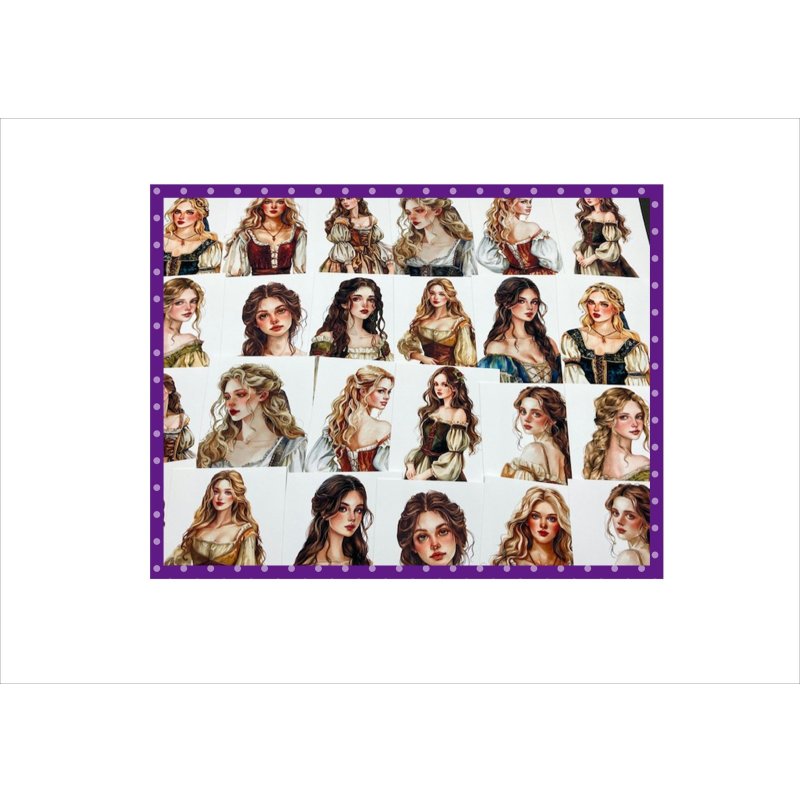 画像4: 美しい女性＊カード＊グラシン封筒入り＊ペーパーセット＊柄違い24枚＊オリジナル