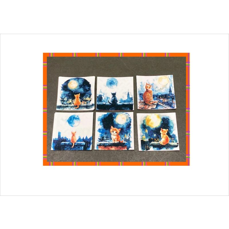 画像10: カットシール＊お月様とネコ＊24枚＊オリジナル