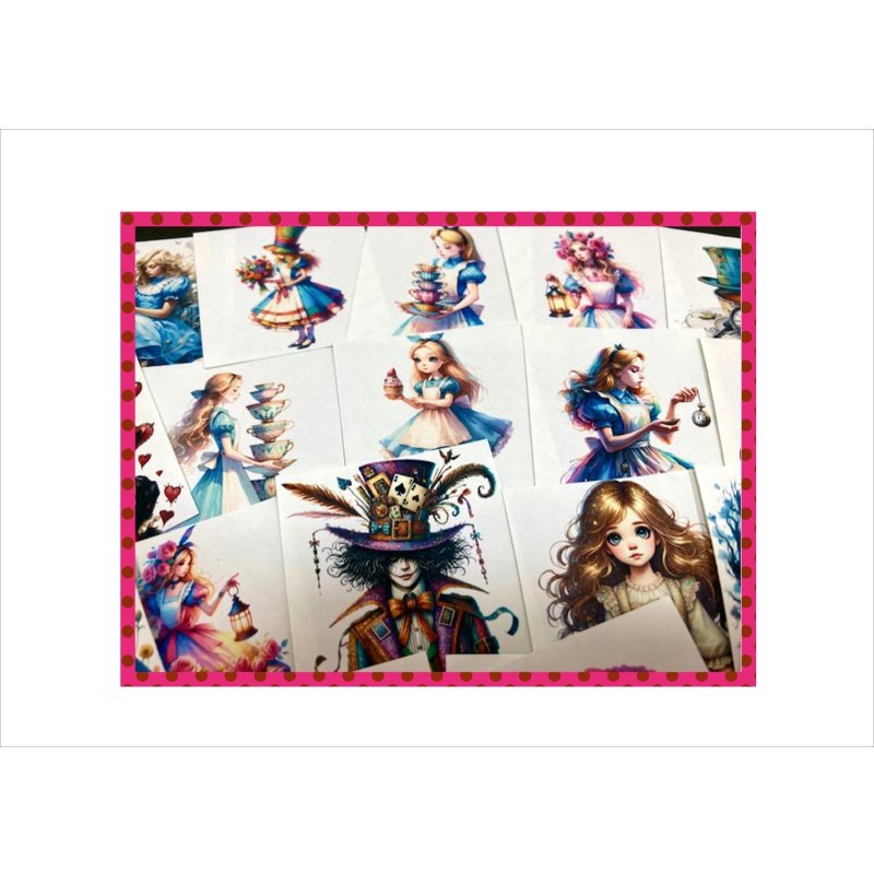 画像13: アリスだらけ♪カットシール＊グラシン封筒入り＊柄違い63枚＊オリジナル