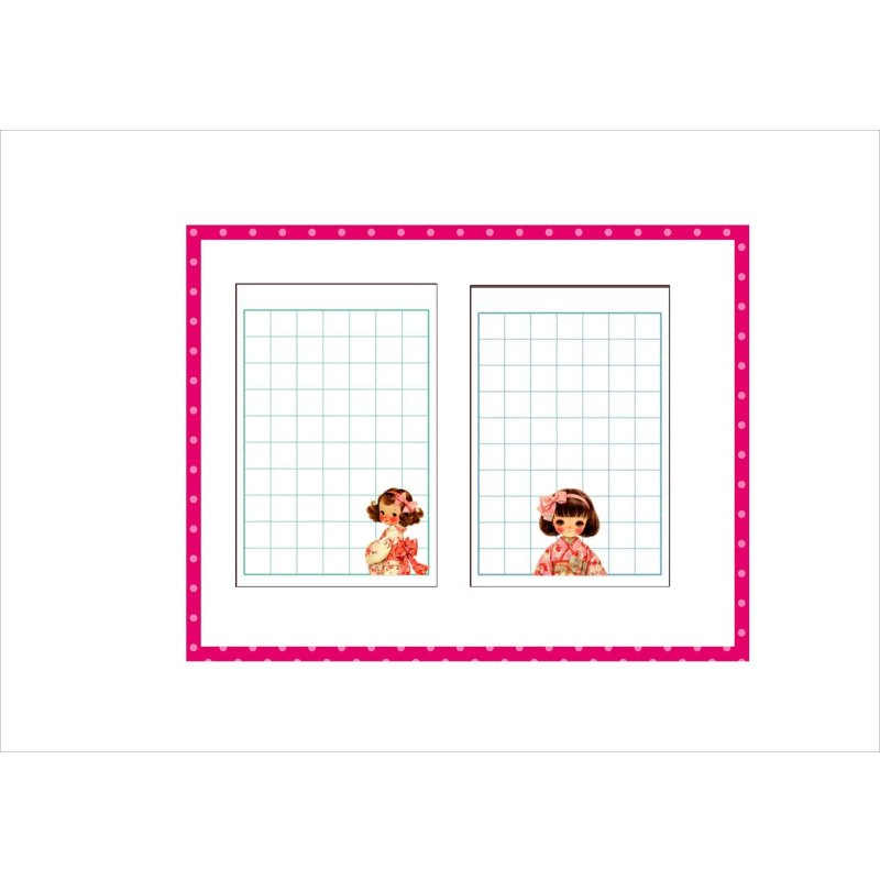 画像7: レトロなミニノートブック＊ピンク＊着物の女の子＊メモ帳＊40枚＊オリジナル