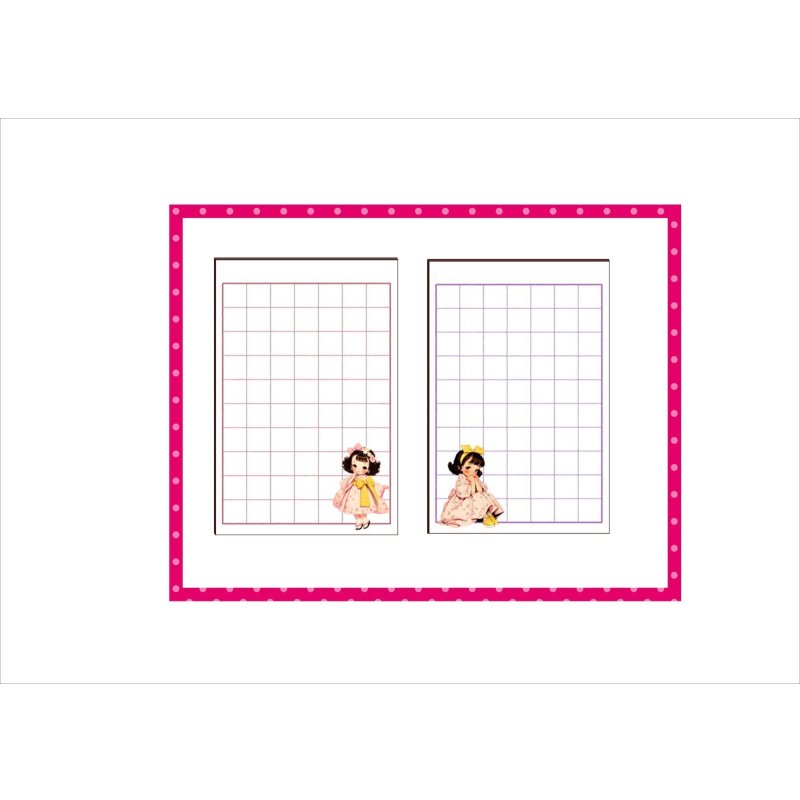 画像7: レトロなミニノートブック＊ブルー＊着物の女の子＊メモ帳＊40枚＊オリジナル