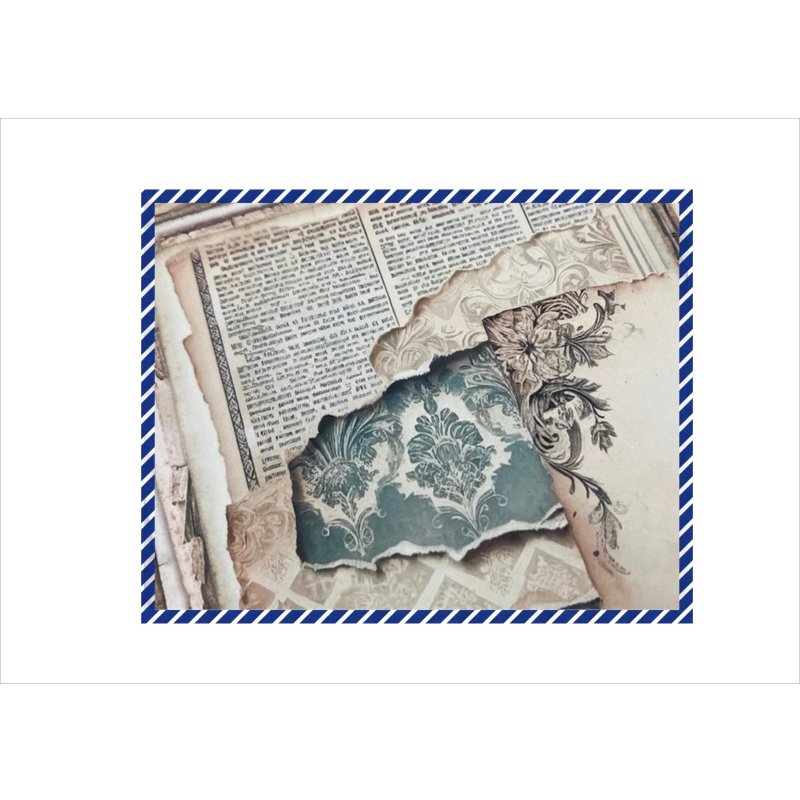 画像5: コラージュ＊台紙・ブルー＊ペーパーセット＊コラージュペーパー＊柄違い20枚＊オリジナル